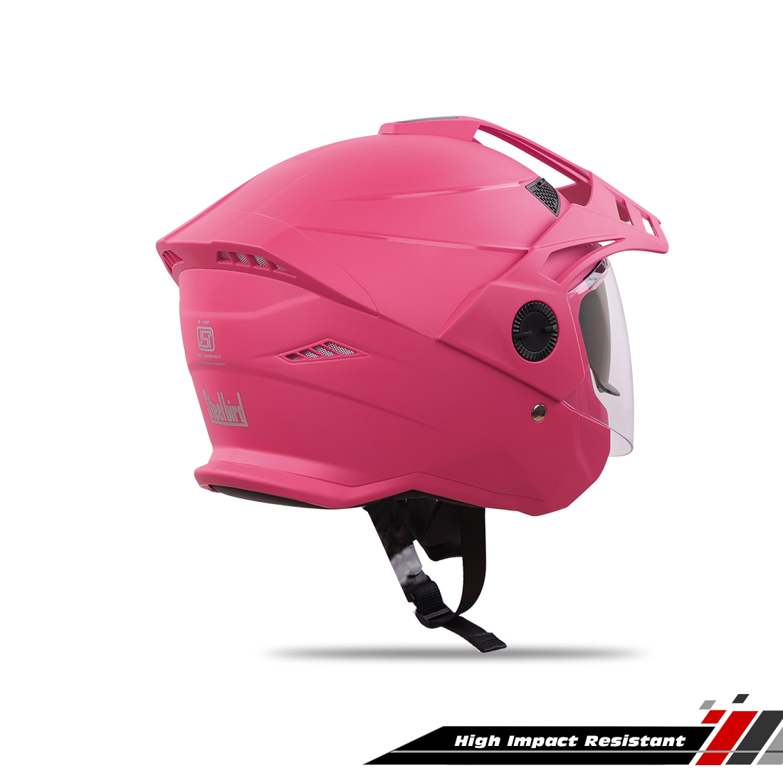 Steelbird SBH-23 GT Plus Open Face ISI Certified Helmet With Inner Sun Shield (Dashing Pink)